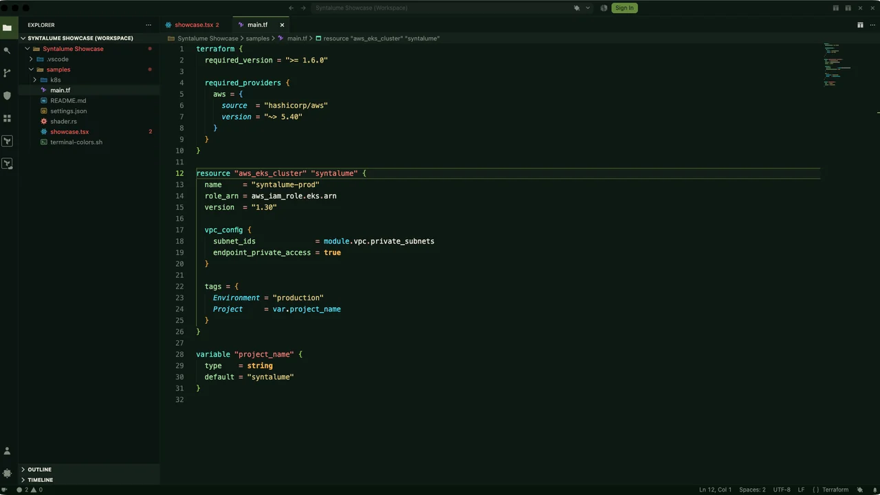Syntalume Complete Experience workspace in VS Code